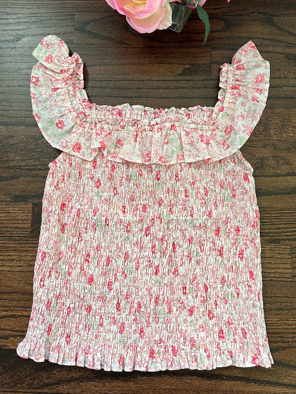 Ralph Ralph Lauren ruffled shirred top, size M